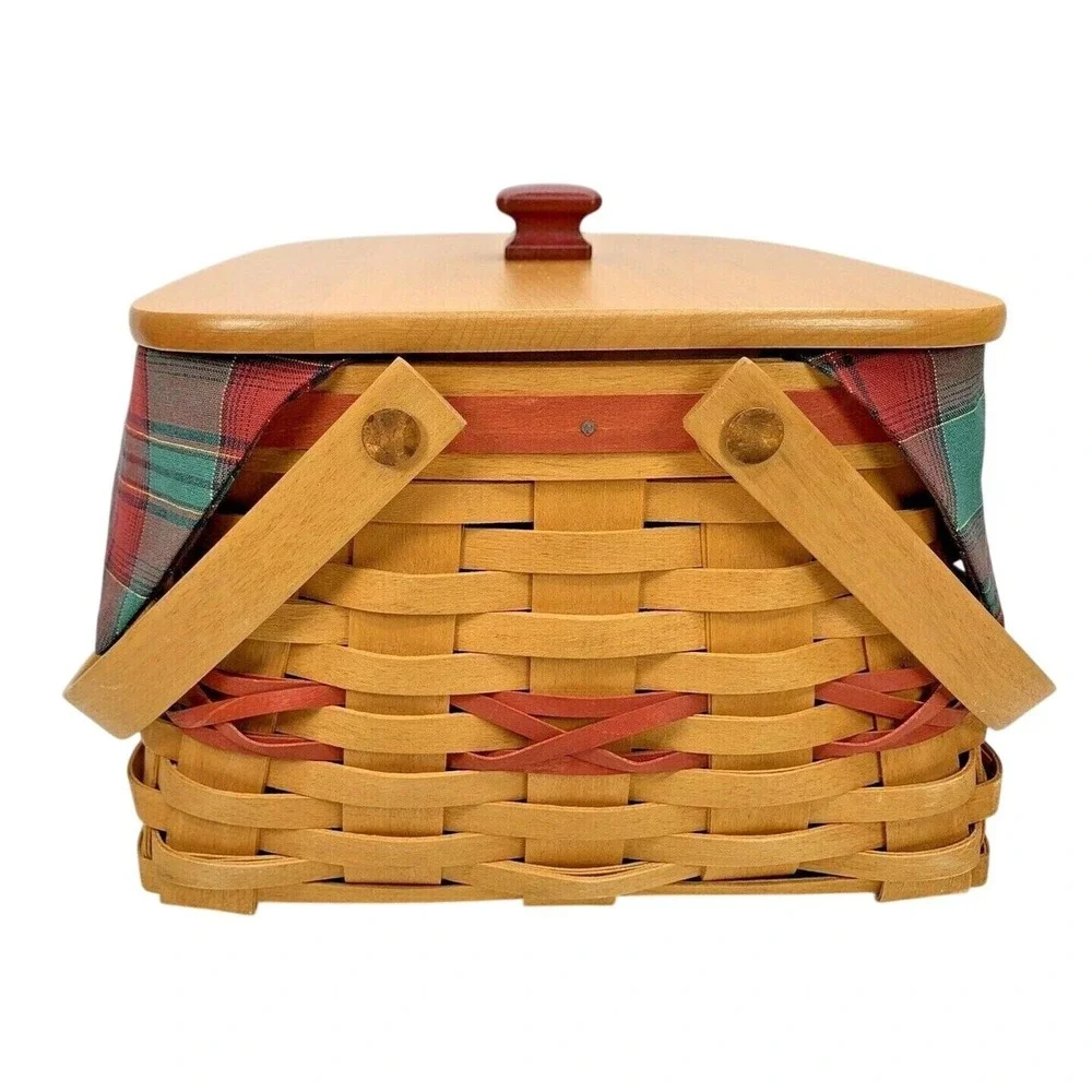 Longaberger 2000 Christmas Red DECK THE HALLS Combo w/ Lid Liner Protector Cards